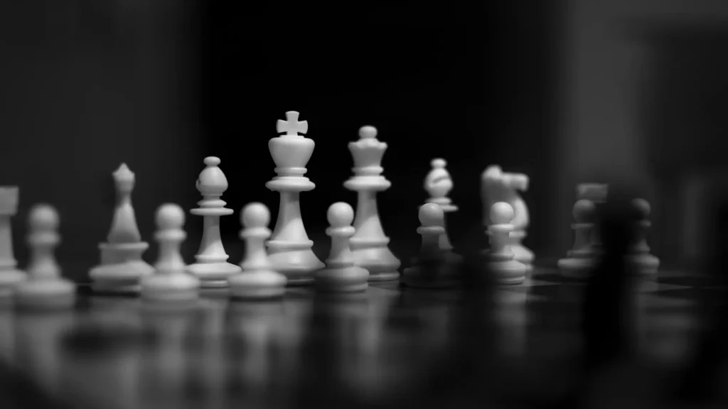 chess board with the white